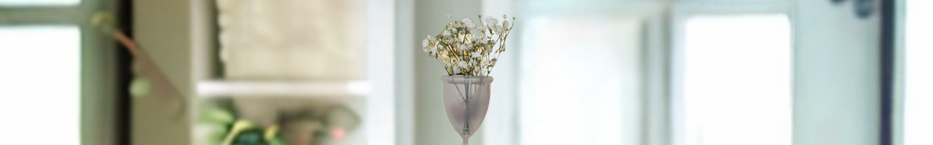 Gypsy flowers in a menstrual cup, symbolizing natural feminine health and wellness in Ayurveda